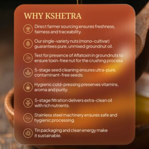 Kshetra- Virgin Cold Pressed High Oleic Peanut Oil- Single Press | Aflatoxin free | Monocultivar| UNREFINED - Image 6