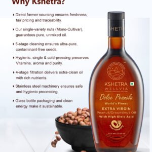 Extra Virgin Cold Pressed High Oleic Peanut/Groundnut Oil | Dolce Peanola | Single Press| Aflatoxin free | Monocultivar| UNREFINED - Image 6
