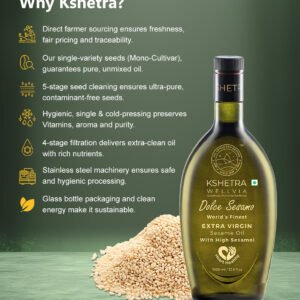 Extra Virgin Sesame Oil with High Sesamol | Dolce Sesamo | Aflatoxin free | Monocultivar| UNREFINED | Cold Single Pressed - Image 4