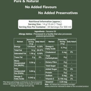 Extra Virgin Sesame Oil with High Sesamol | Dolce Sesamo | Aflatoxin free | Monocultivar| UNREFINED | Cold Single Pressed - Image 5