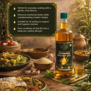 Chenni Gold - Cold Pressed Sesame Oil / Gingelly Oil | Monocultivar | UNREFINED | Aflatoxin free 1L - Image 3